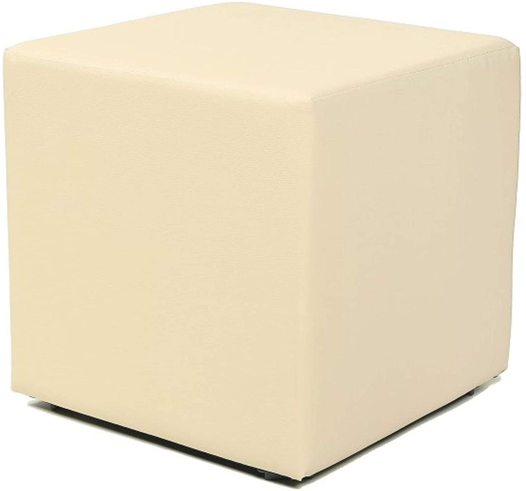 Design Sitzwürfel Kubus I Kunstleder Hocker 45x45x45 cm modern in beige / creme Bild 1