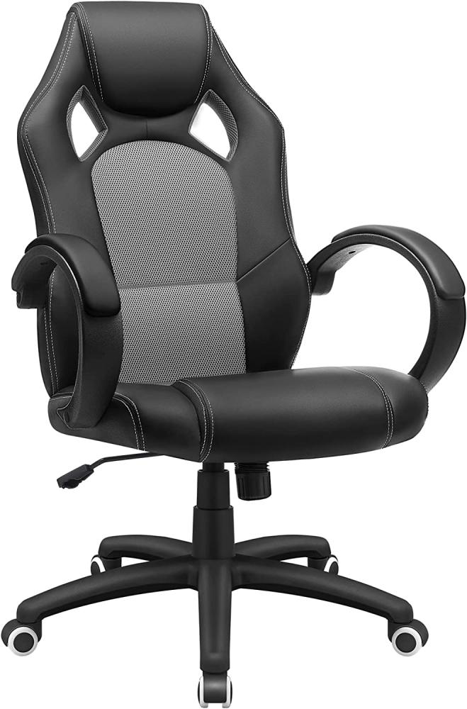 SONGMICS Racing Stuhl Bürostuhl Gaming Stuhl Chefsessel Drehstuhl PU, schwarz-grau, OBG56BG Bild 1