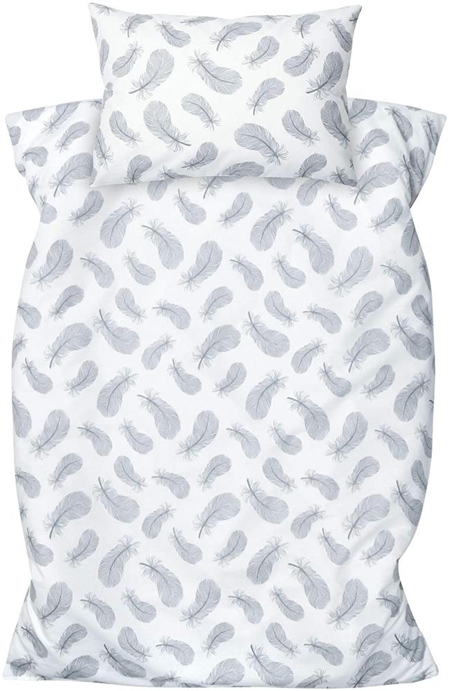 Amilian Kinderbettwäsche 2-teilig 100% Baumwolle Kinder Bettwäsche Babybettwäsche für Baby Bettbezug 100 x 135 cm, Kopfkissenbezug 40 x 60 cm, mit Daune grau Bild 1
