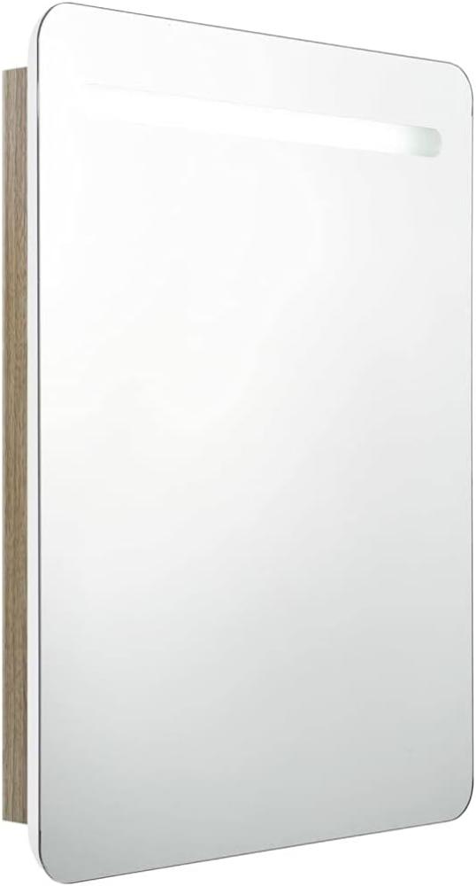 vidaXL LED-Bad-Spiegelschrank Weiß und Eichenoptik 60x11x80 cm Bild 1