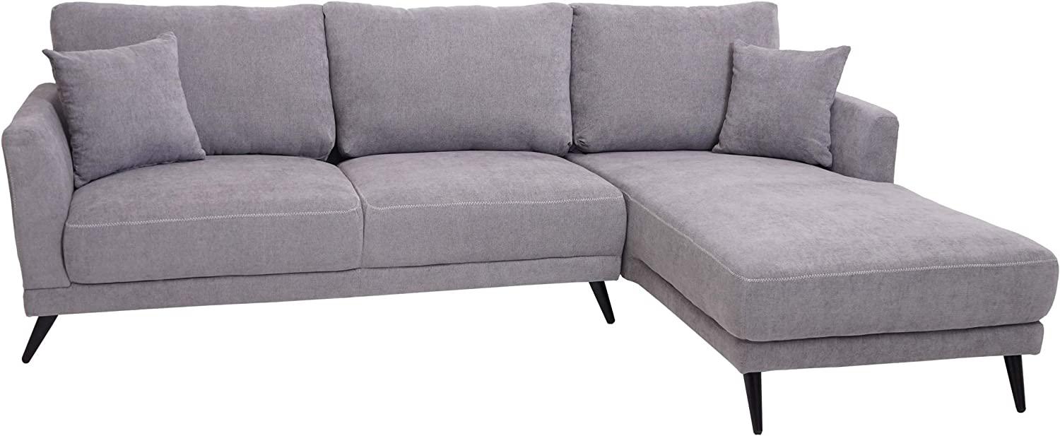 Sofa HWC-G43, Couch Ecksofa L-Form 3-Sitzer, Liegefläche Nosagfederung Taschenfederkern 250cm ~ rechts, grau Bild 1