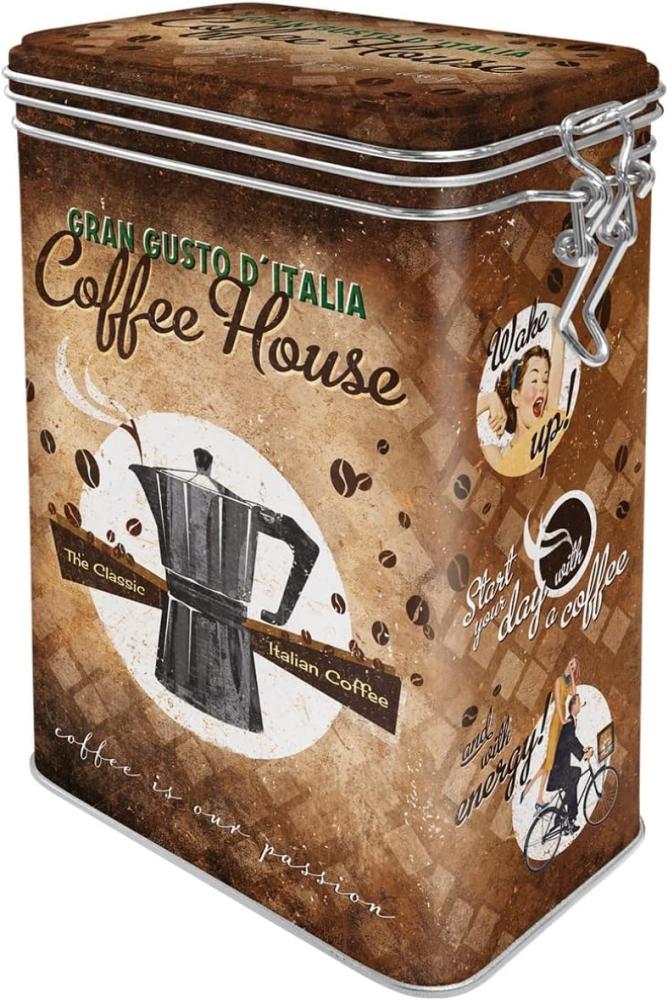 Nostalgic-Art Retro Kaffeedose, 1,3 l, Coffee House – Geschenk-Idee für Kaffee-Fans, Blech-Dose mit Aromadeckel, Vintage Design Bild 1
