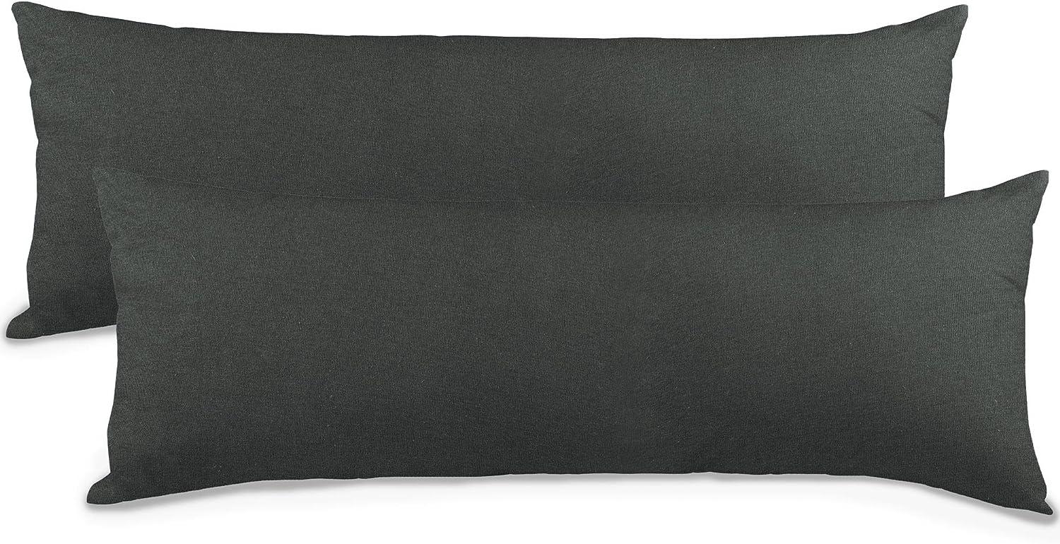 aqua-textil Classic Line Kissenbezug 2er-Set 40 x 120 cm anthrazit grau Baumwolle Seitenschläferkissen Bezug Reißverschluss Bild 1