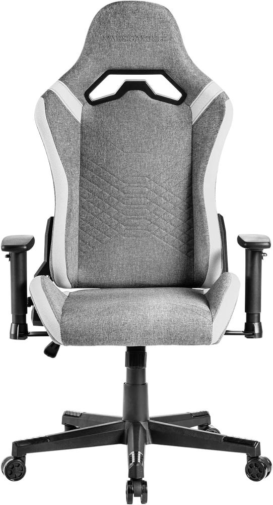 Mars Gaming MGC-PRO, Professioneller Gaming-Stuhl, Atmungsaktive Textiloberfläche, 2D-Armlehnen und 135° Verstellbare Rückenlehne, Soft-Touch Lenden- und Nackenkissen, XL-Rollen, Weiß Bild 1