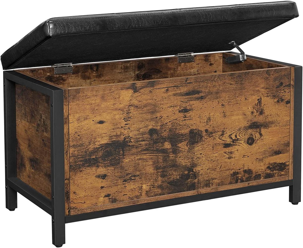 VASAGLE Sitzbank mit Stauraum, Holz dunkelbraun/ schwarzes Kunstleder, SONGMICS, 80 x 40 x 50 cm, LSC80BX Bild 1