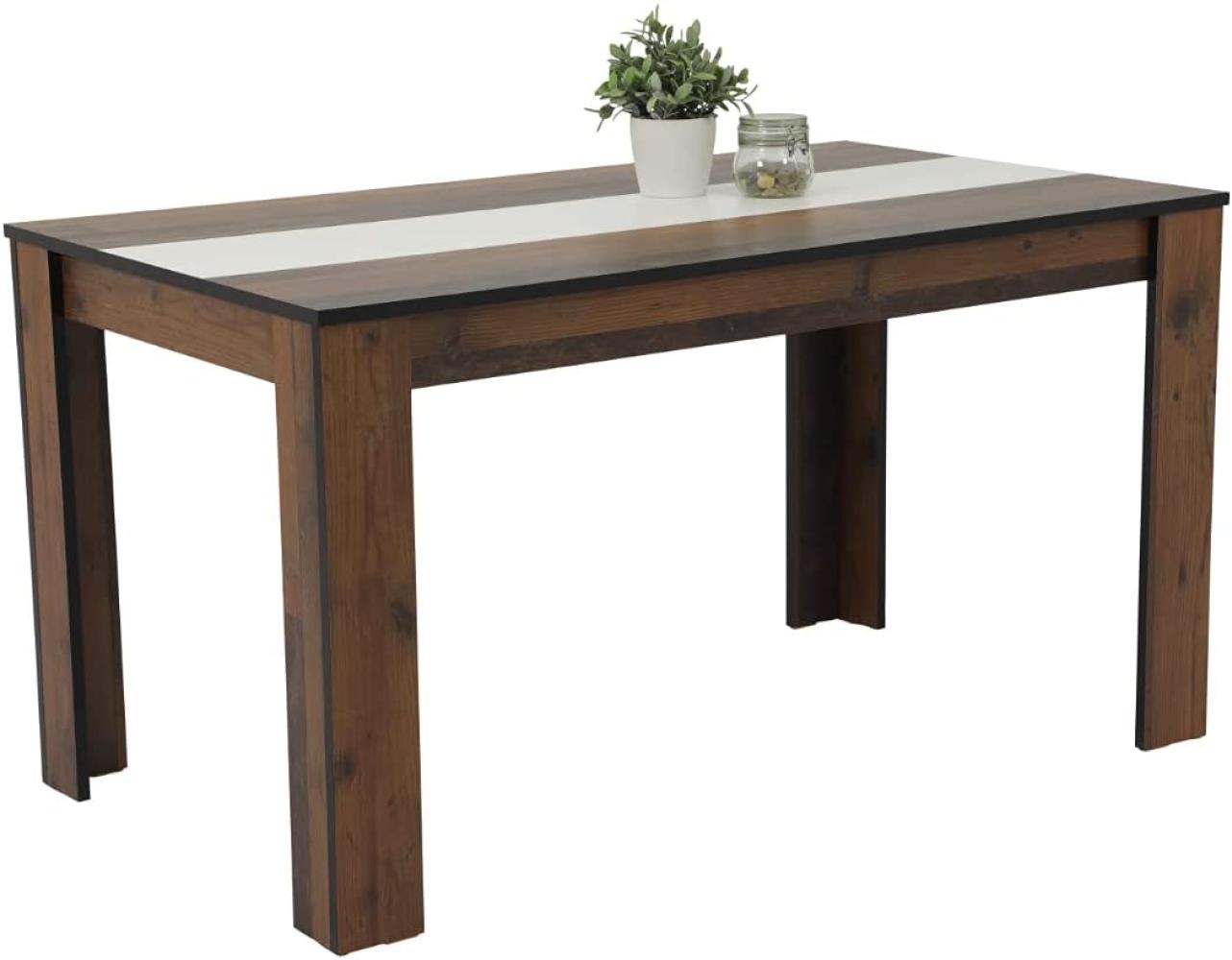 Tisch Esszimmer Küchentisch Tischgruppe ca. 140 x 80 cm MAREIKE Wendeplatte schwarz / weiß Bild 1