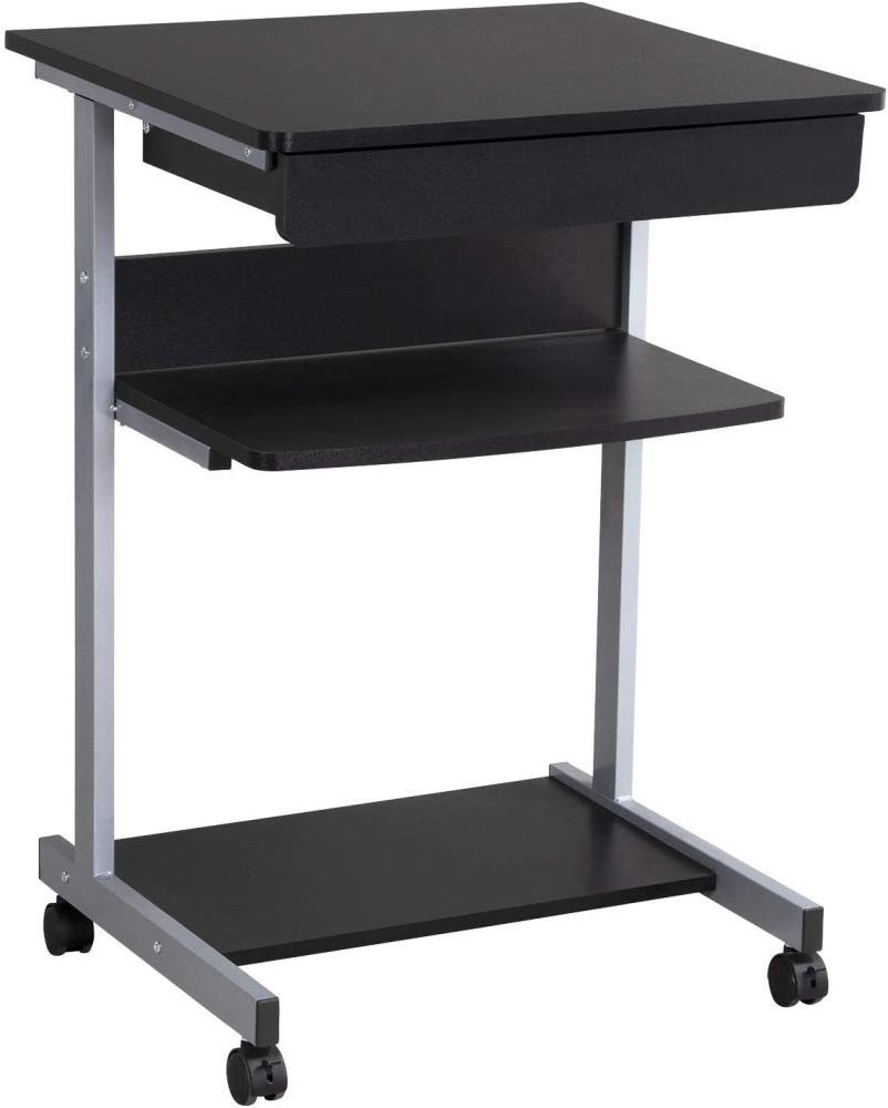 Yaheetech Computertisch Schreibtisch PC Tisch Schublade mit 4 Rollen ca. 56 x 51 x 79 cm schwarz Bild 1