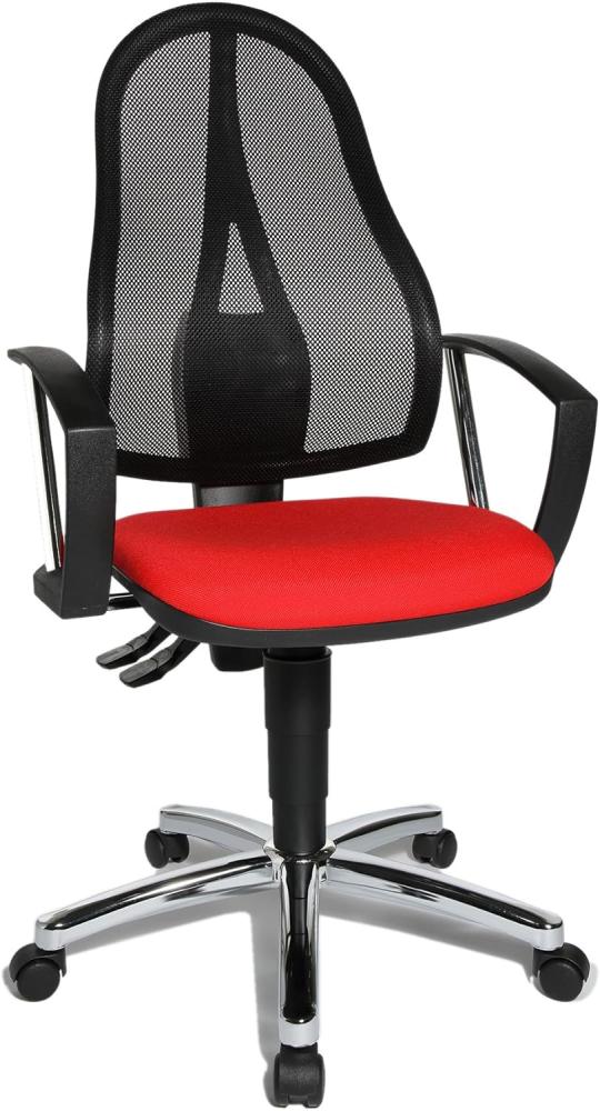 Topstar Point 60 Net, ergonomischer Bürostuhl, Schreibtischstuhl, inkl. feste Armlehnen A1, Stoff, Rot/Schwarz Bild 1