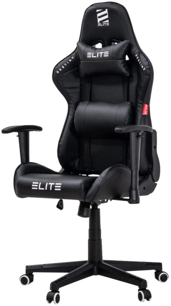 ELITE Gaming Stuhl MG200 DESTINY - Ergonomischer Bürostuhl - Schreibtischstuhl - Chefsessel - Sessel - Racing Gaming-Stuhl - Gamingstuhl - Drehstuhl - Chair - Kunstleder Sportsitz (Schwarz) Bild 1