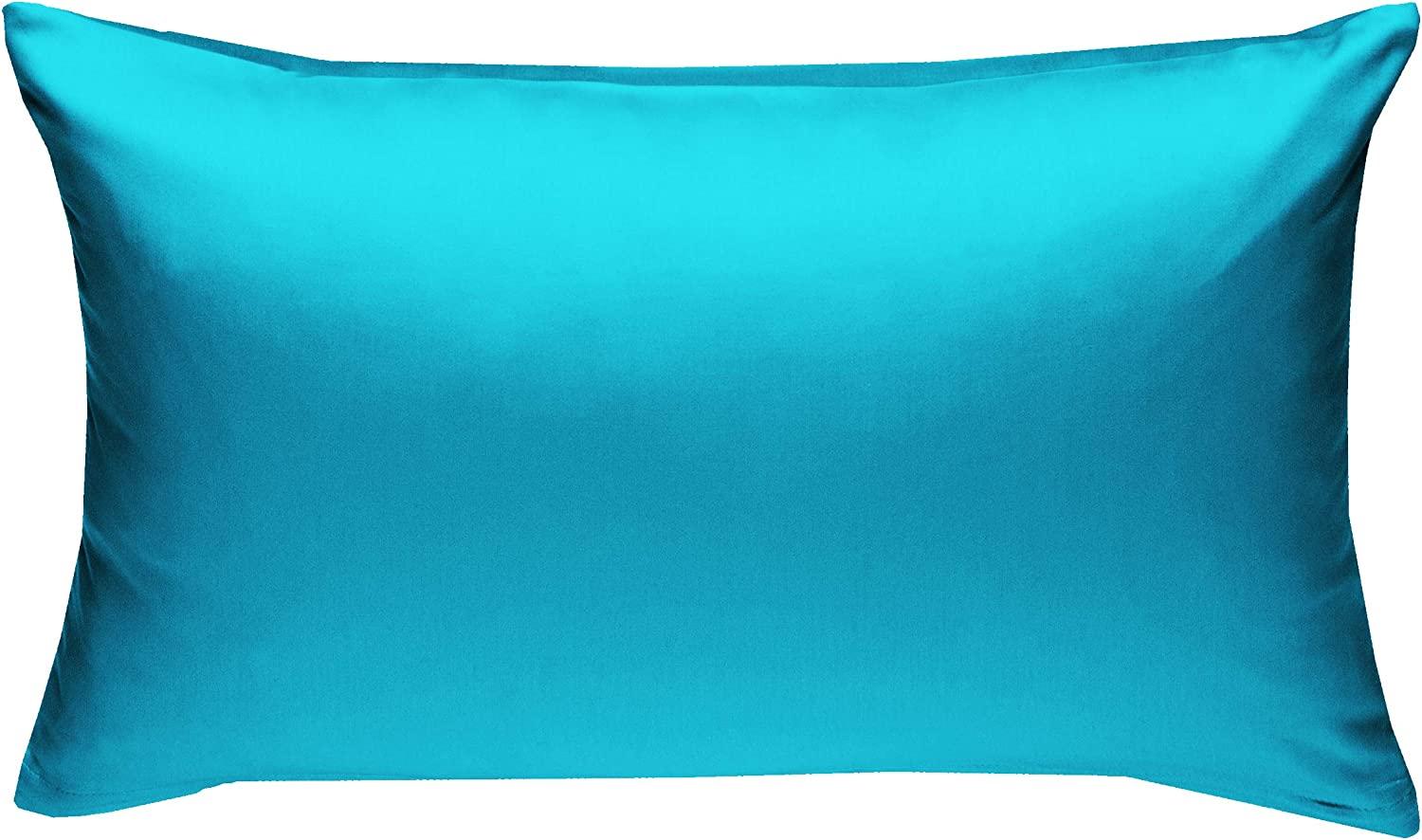 Bettwaesche-mit-Stil Mako-Satin / Baumwollsatin Bettwäsche uni / einfarbig türkis Kissenbezug 60x80 cm Bild 1