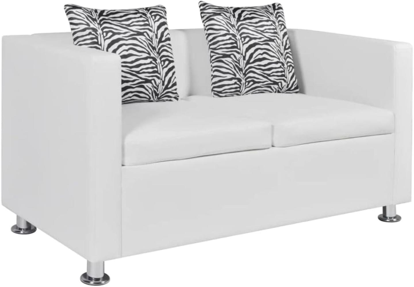 vidaXL 2-Sitzer-Sofa Kunstleder Weiß Bild 1
