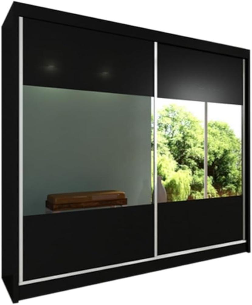 Schwebetürenschrank mit Spiegel IRINA, 200x216x61, schwarz Bild 1