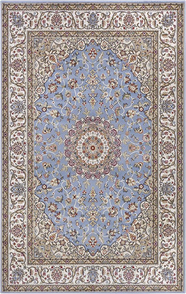 Orientalischer Kurzflor Teppich Zuhr Blau Creme Mehrfarbig - 160x230x1cm Bild 1