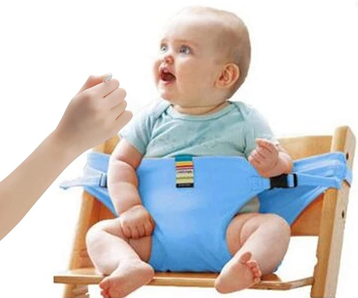Lychee Faltbar Tragbar Esszimmerstuhl Sicherheitsgurt Schutzgurt Anschnallgurt für Baby und Kleinkind (Blau) Bild 1