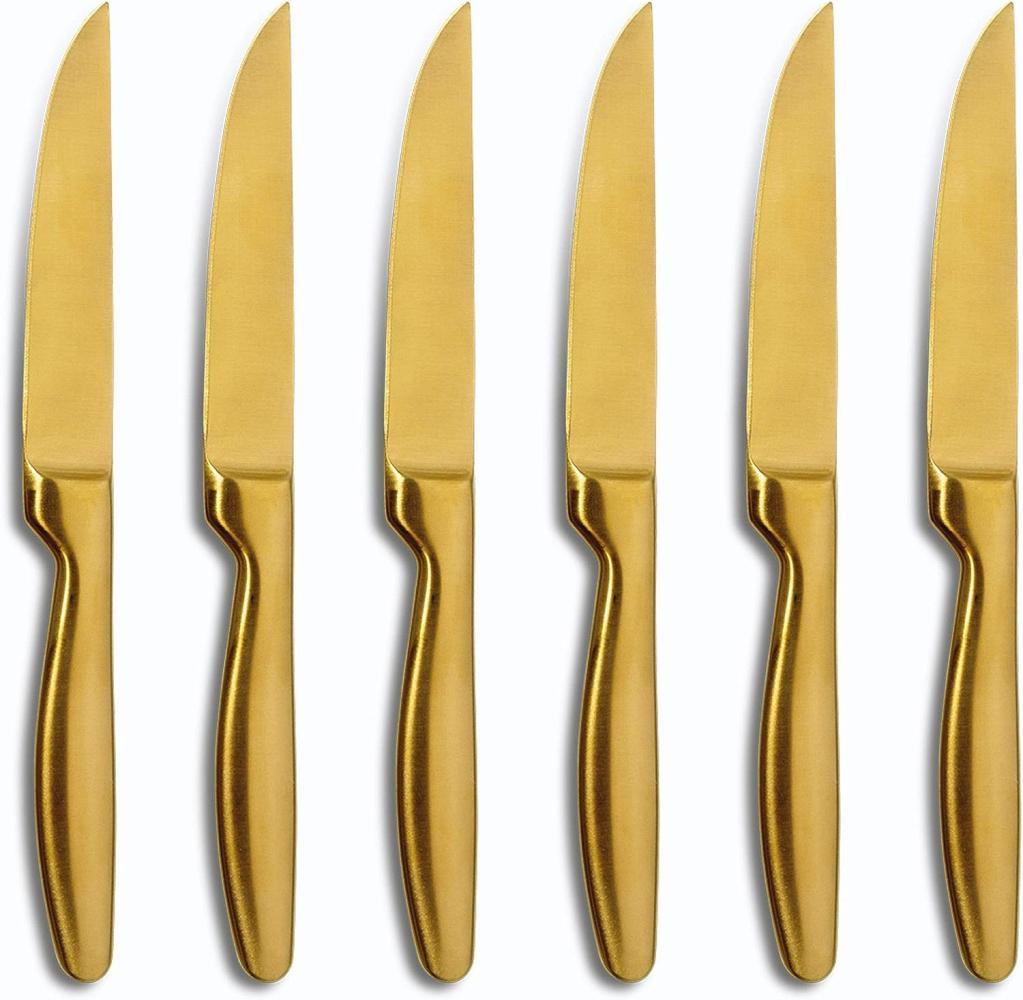 Comas Steakmesser BOJ Satin Gold 6er Set, Fleischmesser mit Satin-Finish, Edelstahl, PVD-Beschichtung, 22. 1 cm, 7432 Bild 1