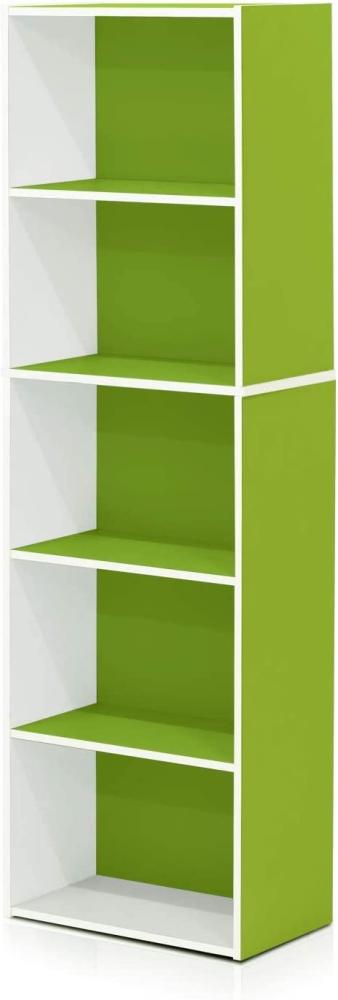 Furinno offenes Bücherregal mit 5 Fächern, holz, Weiß/Grün, 40. 1 x 23. 9 x 132. 1 cm Bild 1