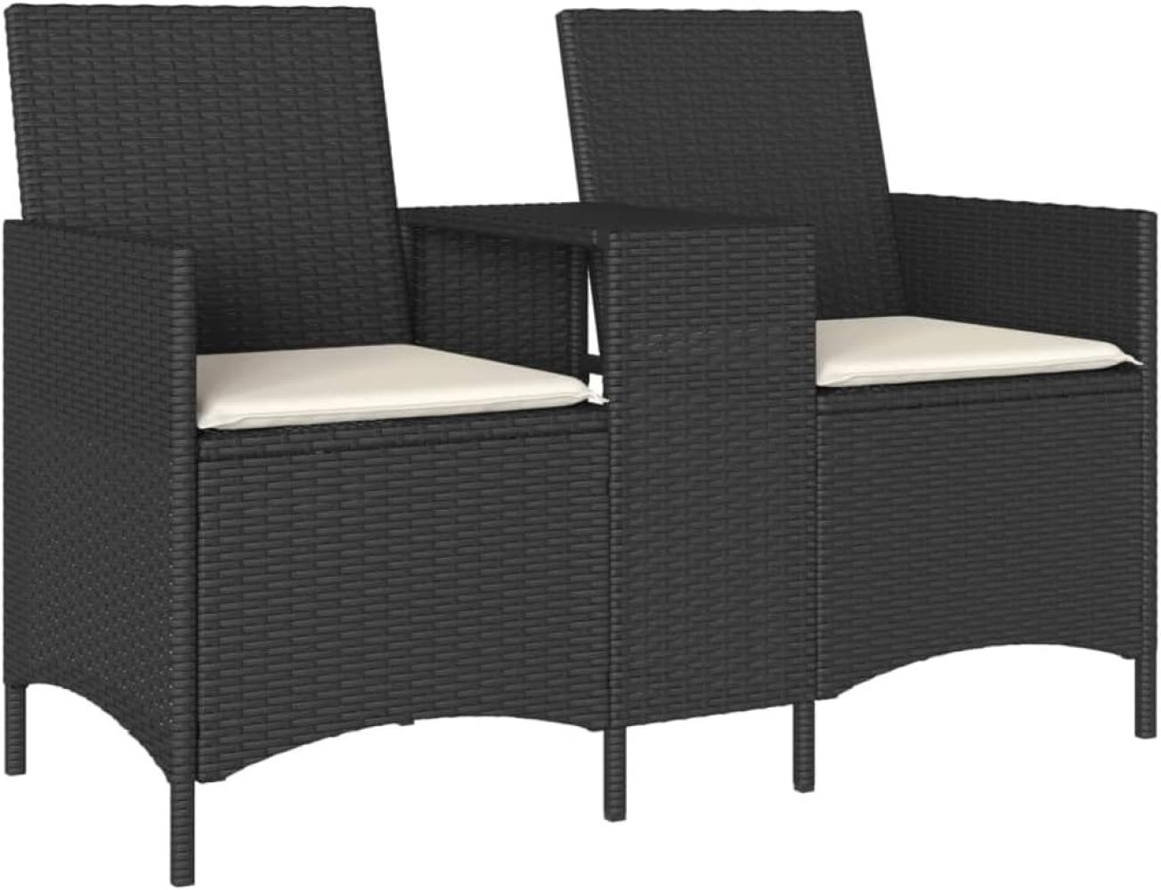 Gartensofa 2-Sitzer mit Tisch und Kissen Schwarz Poly Rattan 4003884 Bild 1