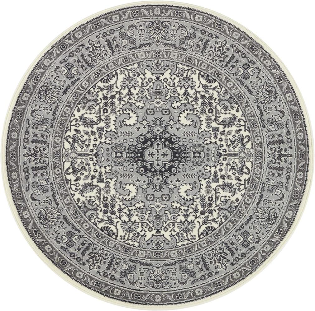 Orientalischer Kurzflor Teppich Skazar Isfahan Creme - 160 cm Durchmesser Bild 1
