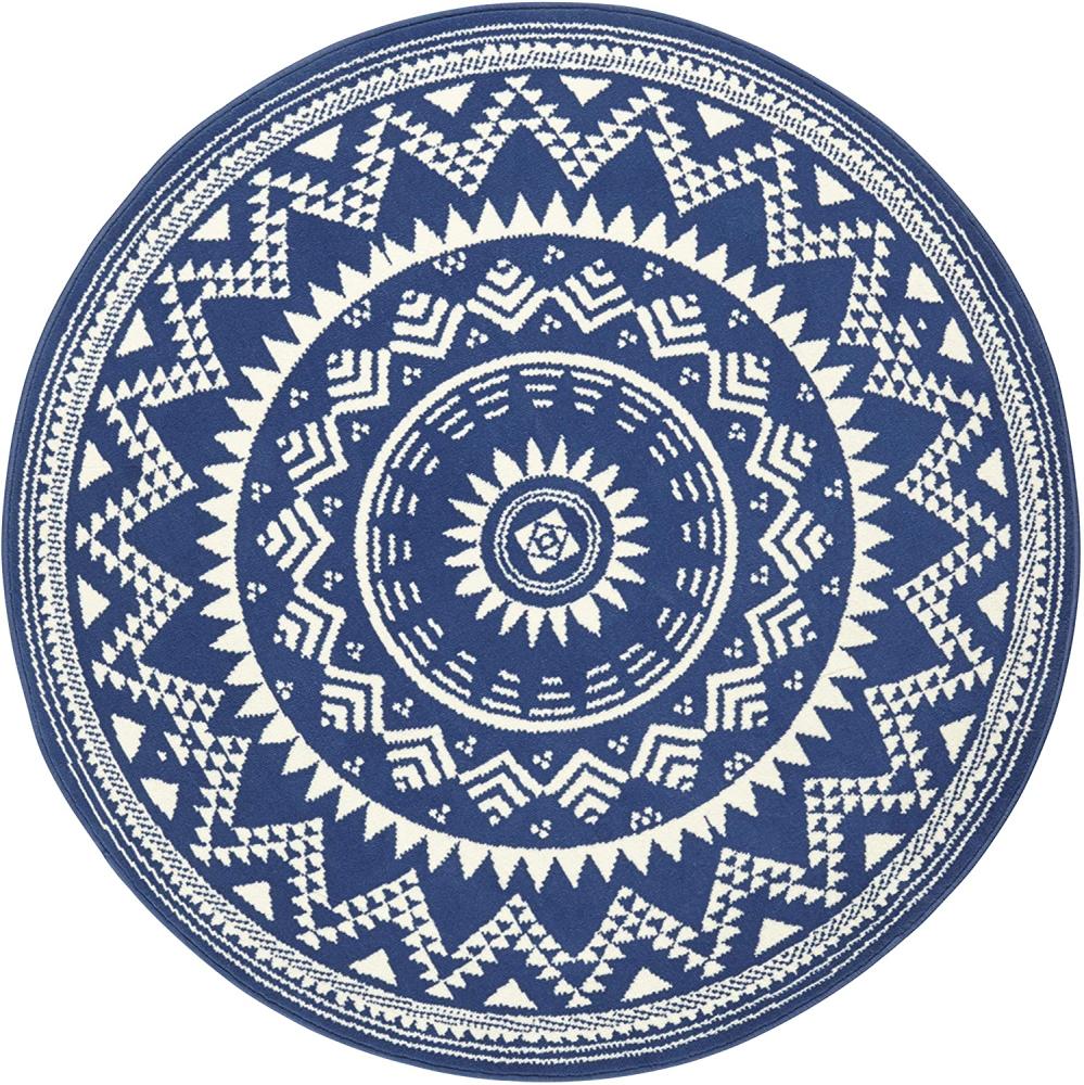 Kurzflor Teppich Valencia Rund - blau - 140 cm Durchmesser Bild 1