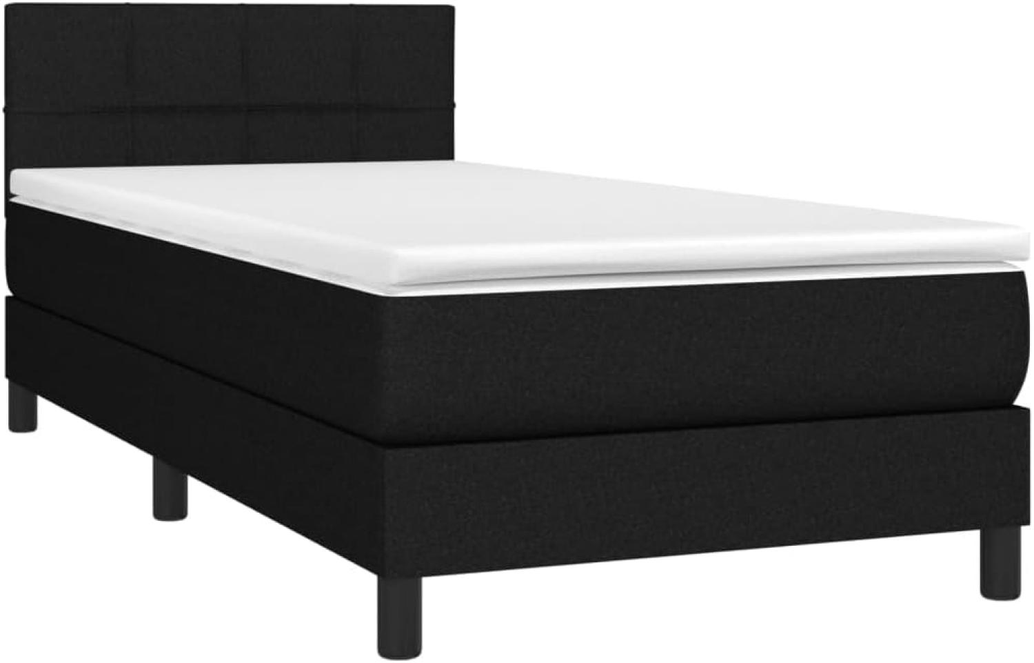 vidaXL Boxspringbett mit Matratze & LED Schwarz 100x200 cm Stoff Bild 1