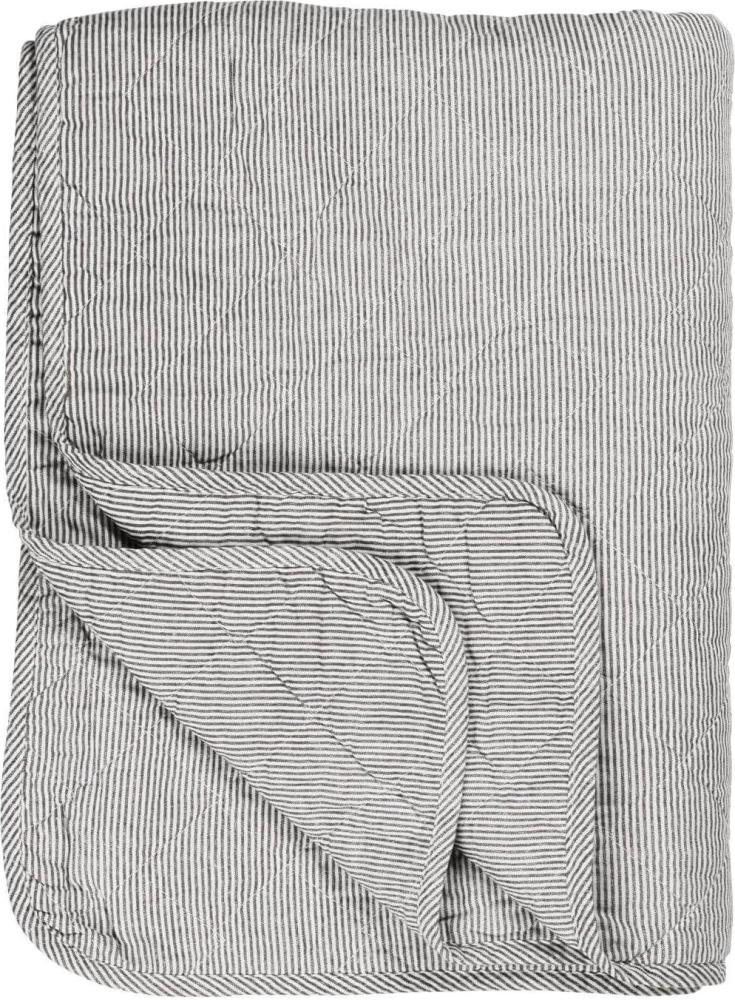 IB Laursen - Quilt, Decke, Kuscheldecke, Tagesdecke - Farbe: Weiß-Grau gestreift - 180 x 130 cm - 100% Baumwolle Bild 1
