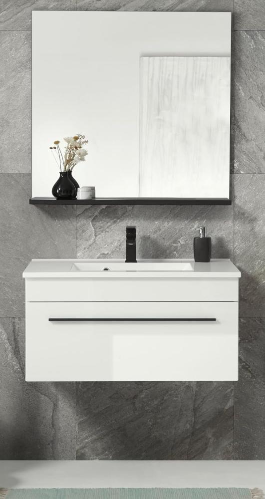 Badmöbel Set 3-teilig Design-D mit Waschbecken in Hochglanz weiß 80 x 200 cm, mit Waschbecken Bild 1
