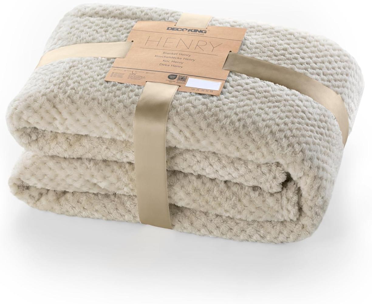 DecoKing Kuscheldecke 220x240 cm Cappuccino Decke Microfaser Wohndecke Tagesdecke Fleece weich sanft kuschelig skandinavischer Stil beige Henry Bild 1