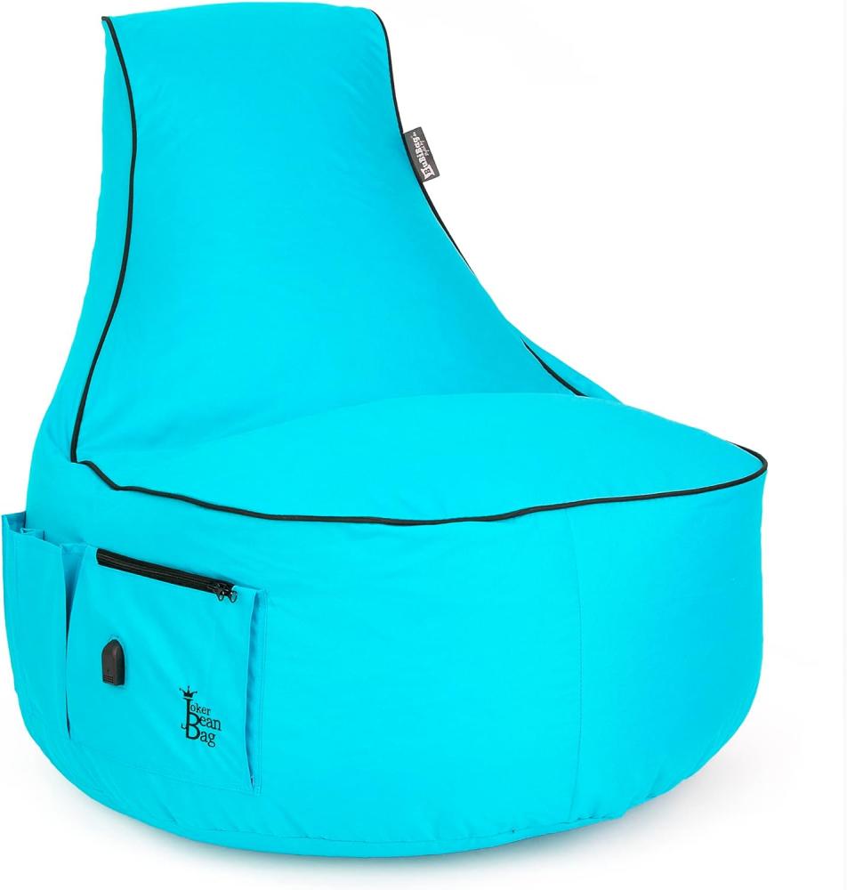 BuBiBag Gaming Sitzsack zum Zocken mit -Anschluss & Taschen, Halterung, Gamer Sessel für Kinder und Erwachsene, Beanbag Indoor und Outdoor - JokerBag (Türkis) Bild 1