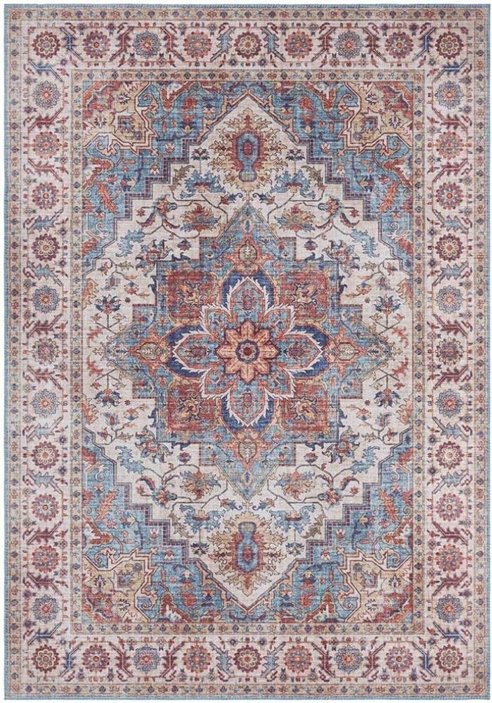 Vintage Teppich Anthea - cyan-blau - 160 cm Durchmesser Bild 1