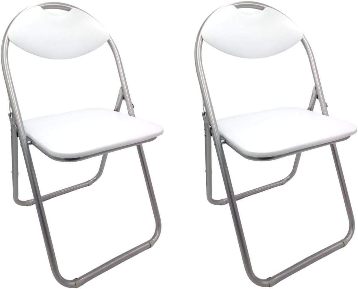 2x Metall Klappstühle weiß Gästestühle Stuhl Gäste Besucherstuhl Gartenstuhl Bild 1