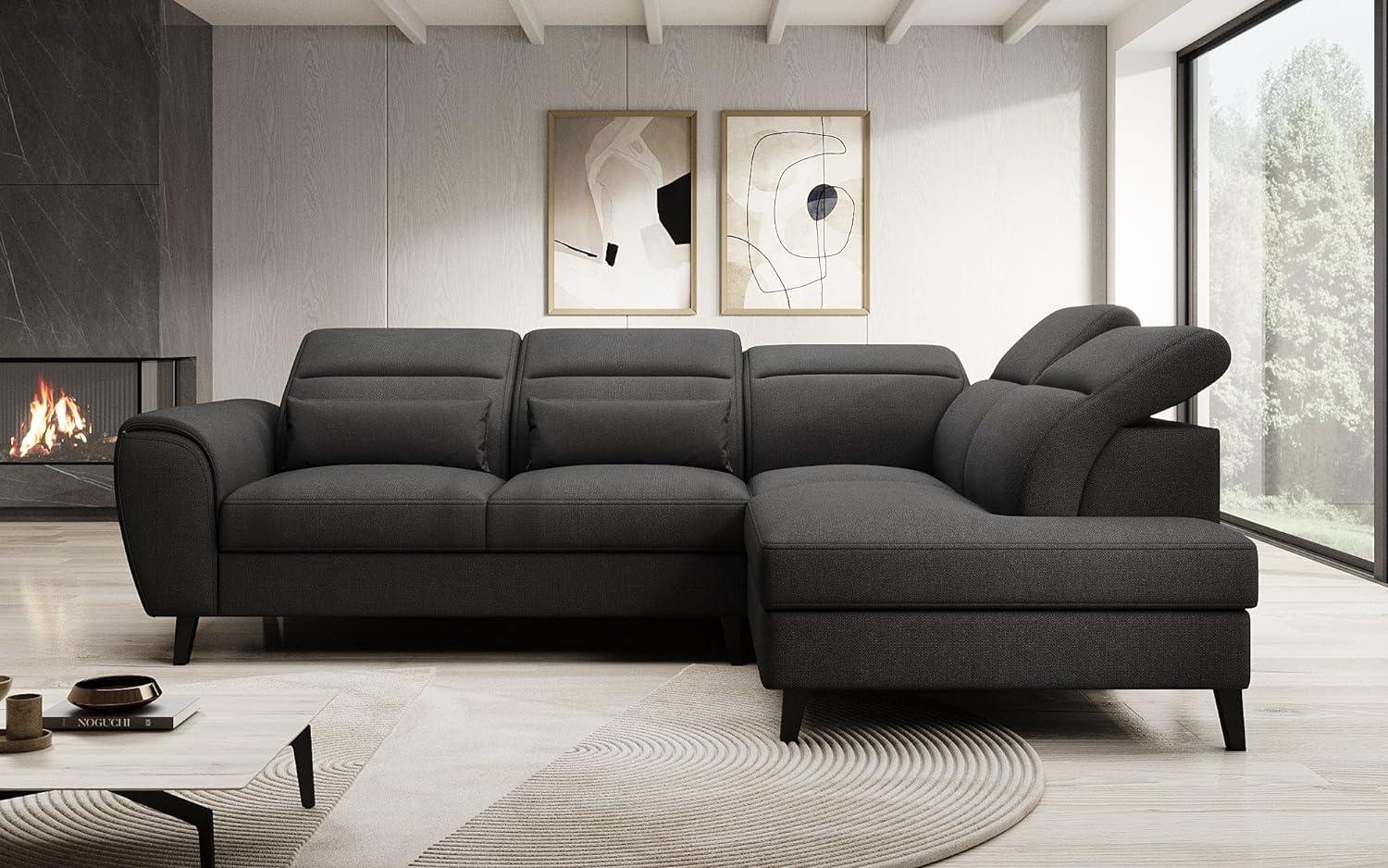 Designer Sofa Nobile mit verstellbarer Rückenlehne Stoff Schwarz Rechts Bild 1