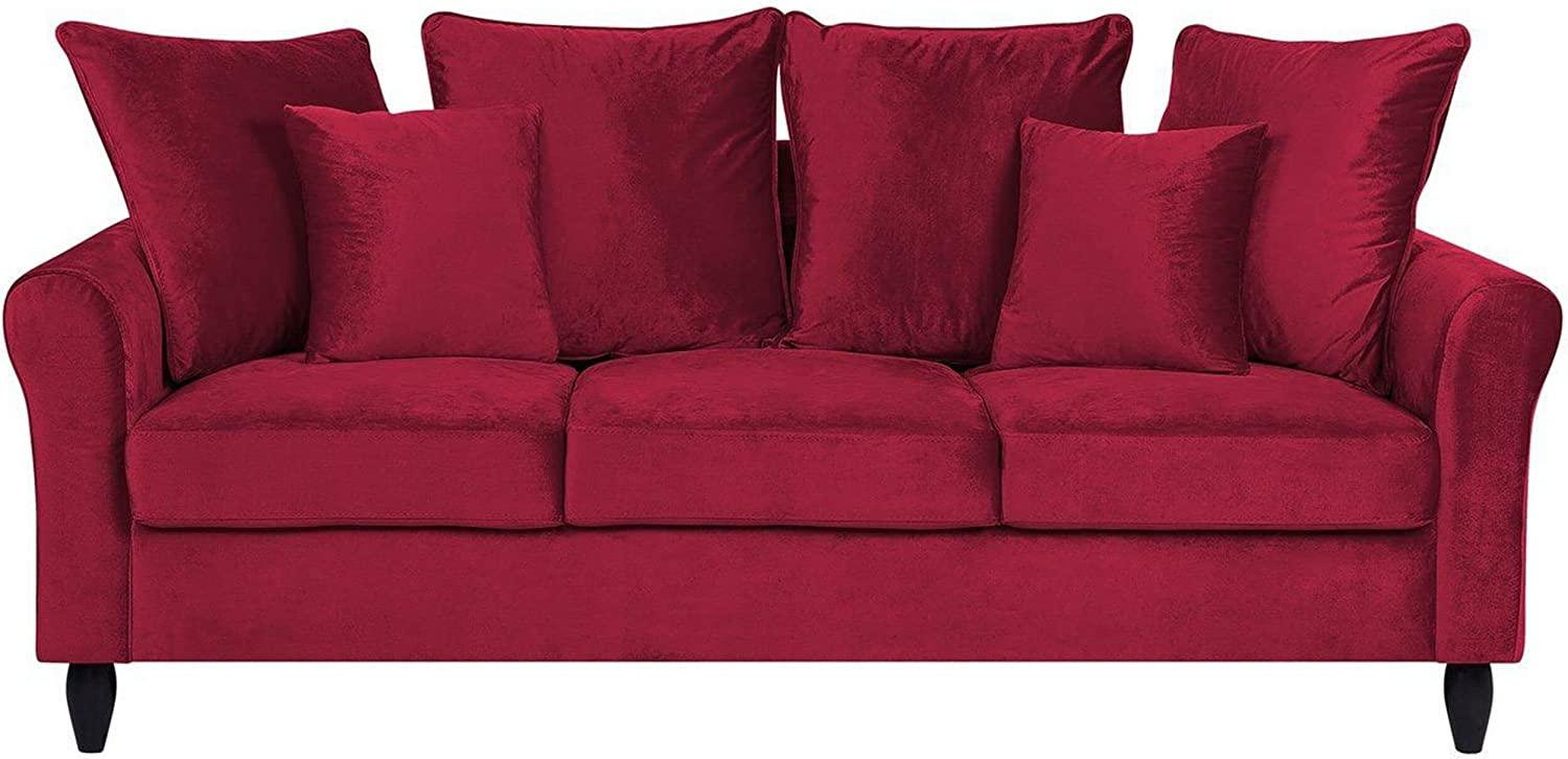 3-Sitzer Sofa Samtstoff rot BORNHOLM Bild 1