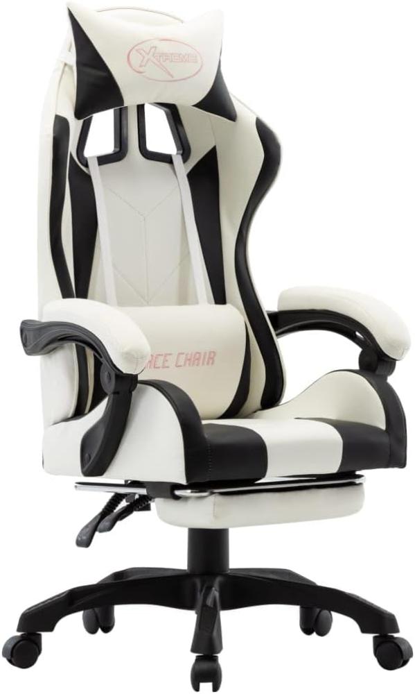 vidaXL Gaming-Stuhl mit Fußstütze Schwarz und Weiß Kunstleder [287995] Bild 1