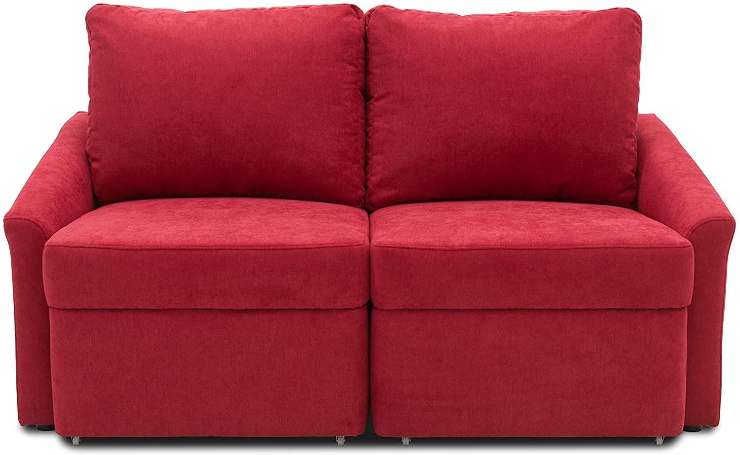 DOMO. collection Relax Dauerschläfer Boxspring Sofa mit Schlaffunktion, 2-Sitzer Schlafsofa Gästebett | 168 x 96 x 86 cm, rot Bild 1