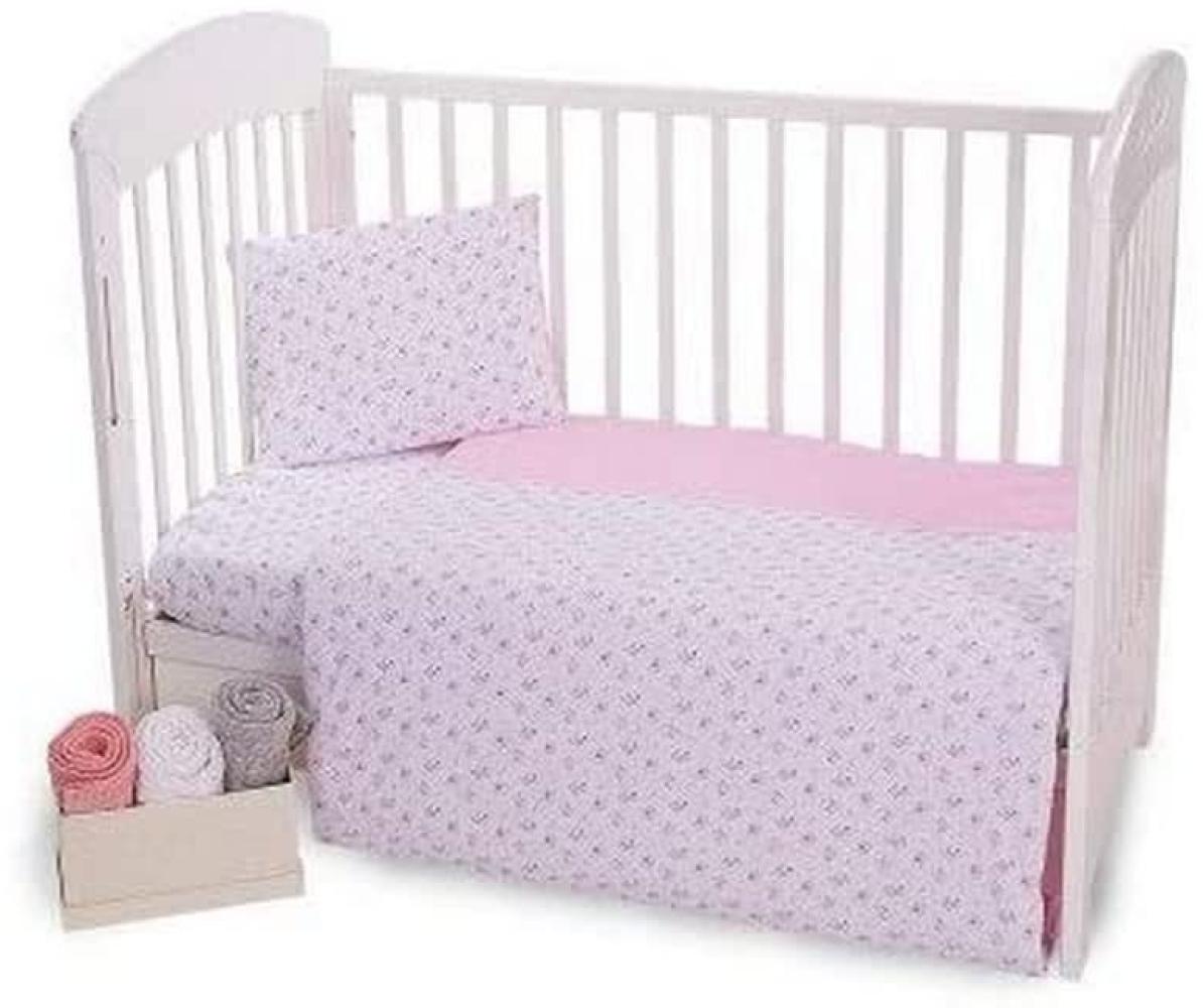 Kikkaboo Babybettwäsche 5-tlg Decke 135x95cm Kissen Nestchen für Bett 120x60cm rosa Bild 1