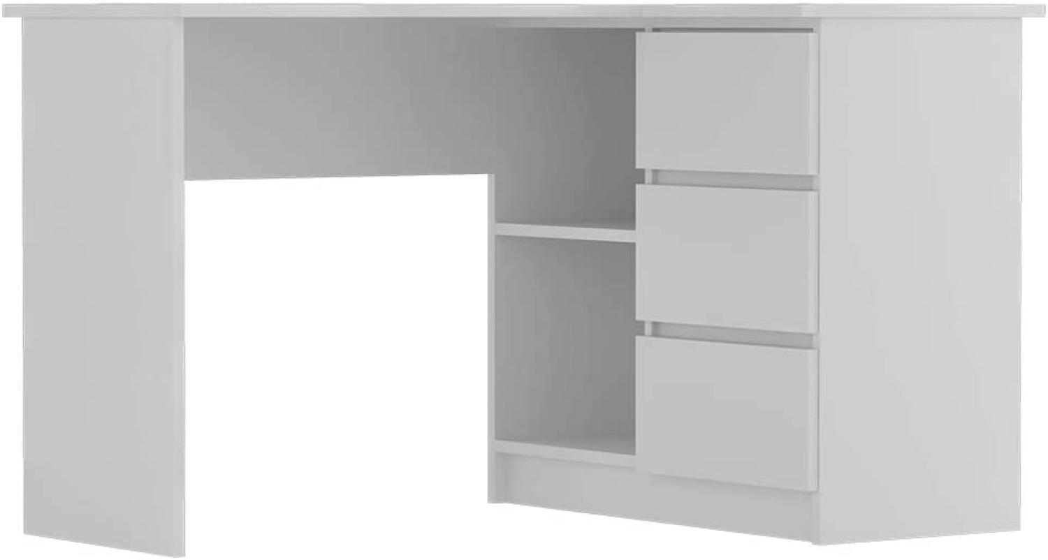 Selsey GERANIO - Schreibtisch/Eckschreibtisch mit 2 Fächern und 3 Schubladen (Weiß) Bild 1