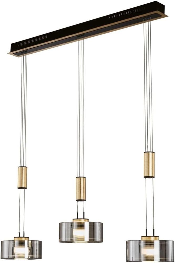 Fischer & Honsel 61016 LED Pendelleuchte Lavin 3-flammig sandschwarz gold Rauchglas Bild 1