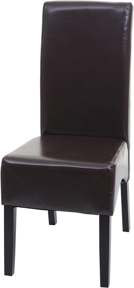 Esszimmerstuhl Latina, Küchenstuhl Stuhl, Leder ~ braun, dunkle Beine Bild 1