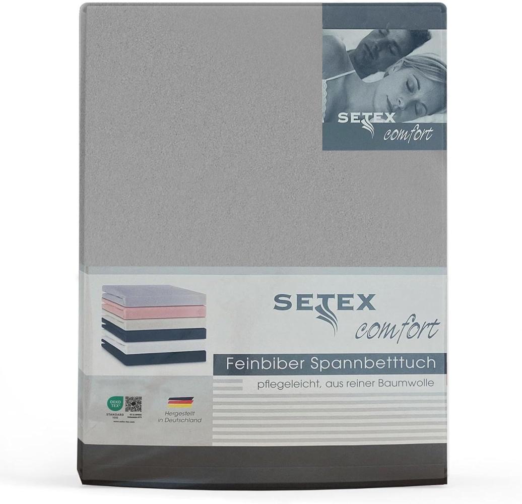 SETEX Feinbiber Spannbettlaken, 140 x 200 cm großes Spannbetttuch, 100 % Baumwolle, Bettlaken in Silber Bild 1