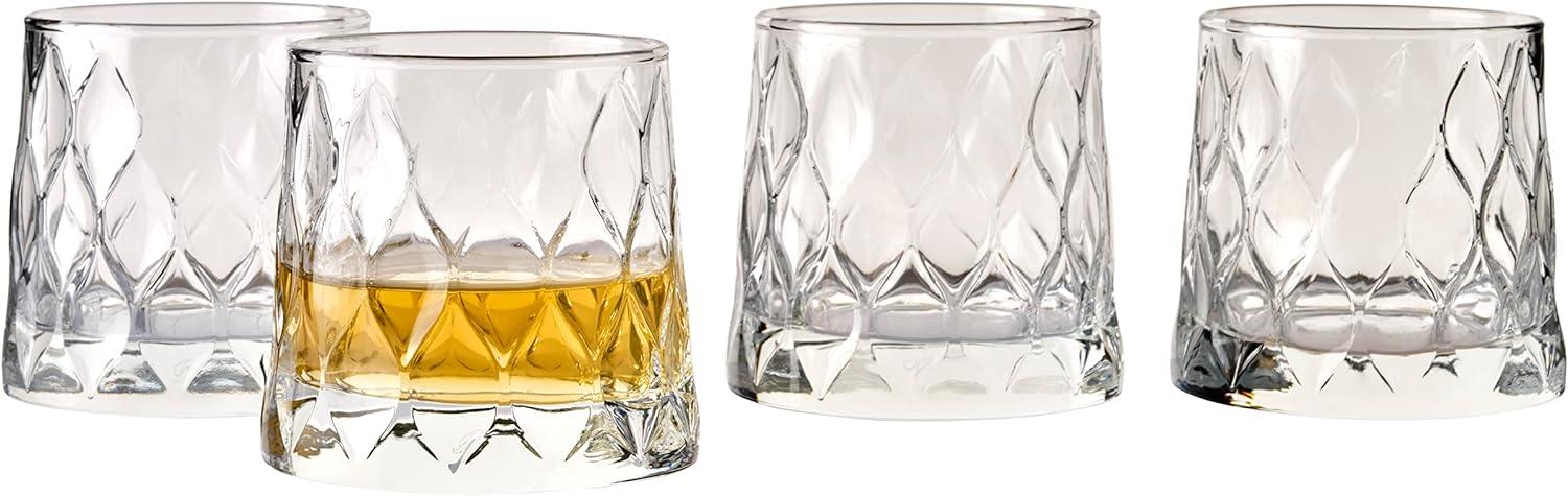 Pasabahce 4er-Set Leafy Old Fashioned Special Design Premium Whiskyglas mit schwerem Boden, 300 ml Bild 1