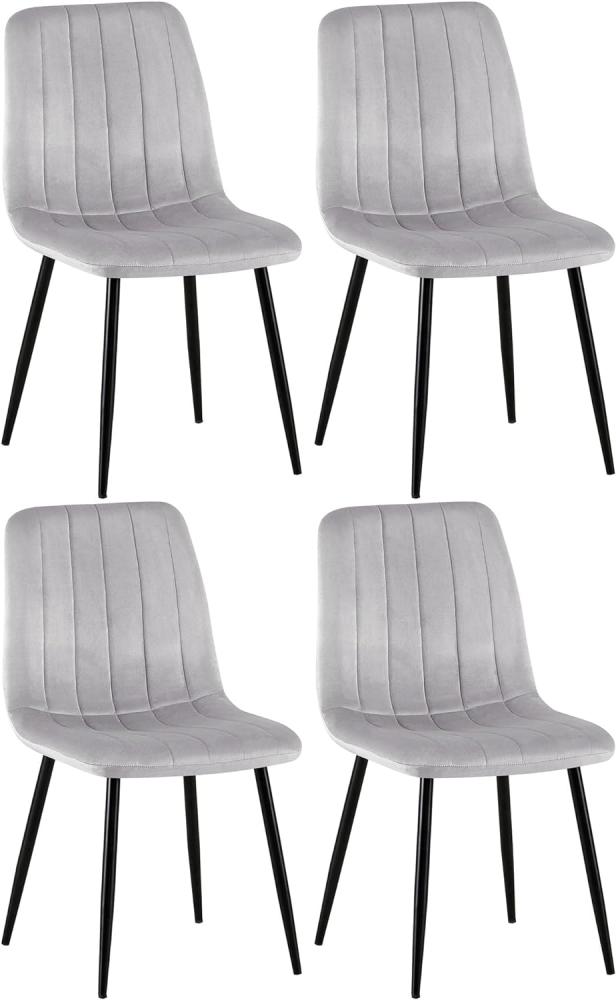 4er Set Stühle Dijon Samt (Farbe: grau) Bild 1