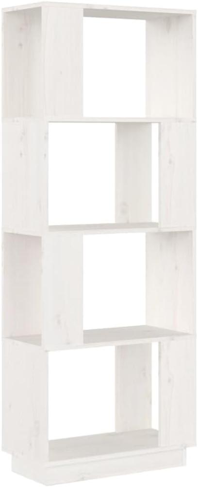 Bücherregal/Raumteiler Weiß 51x25x132 cm Massivholz Kiefer Bild 1