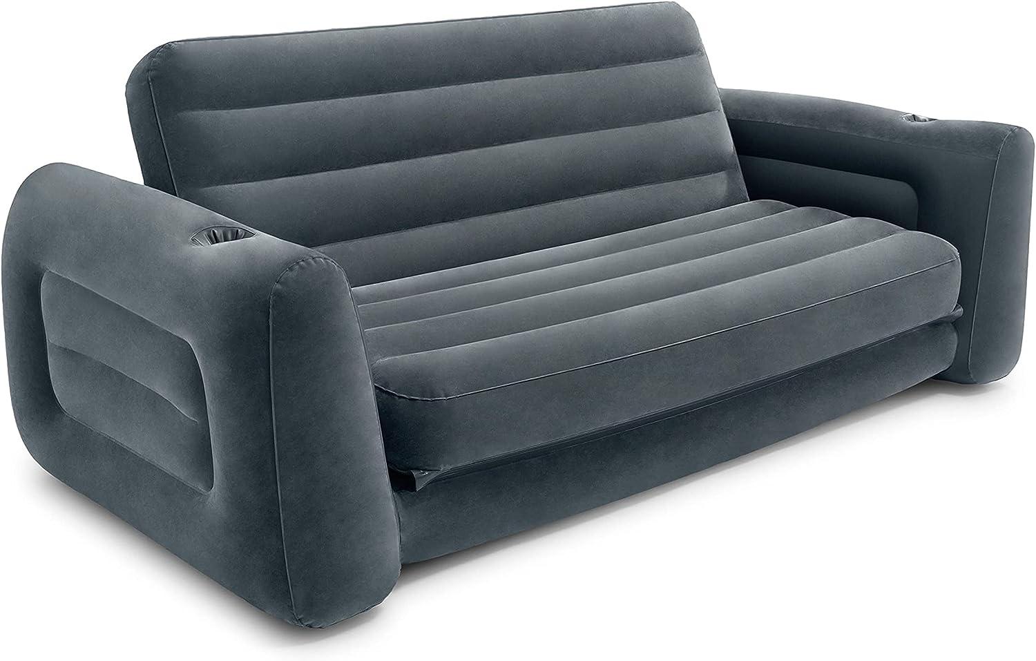 Intex Aufblasbares Sofa, ausziehbar, 203,2 x 231,1 x 66 cm, Queensize-Bett, Grau Bild 1
