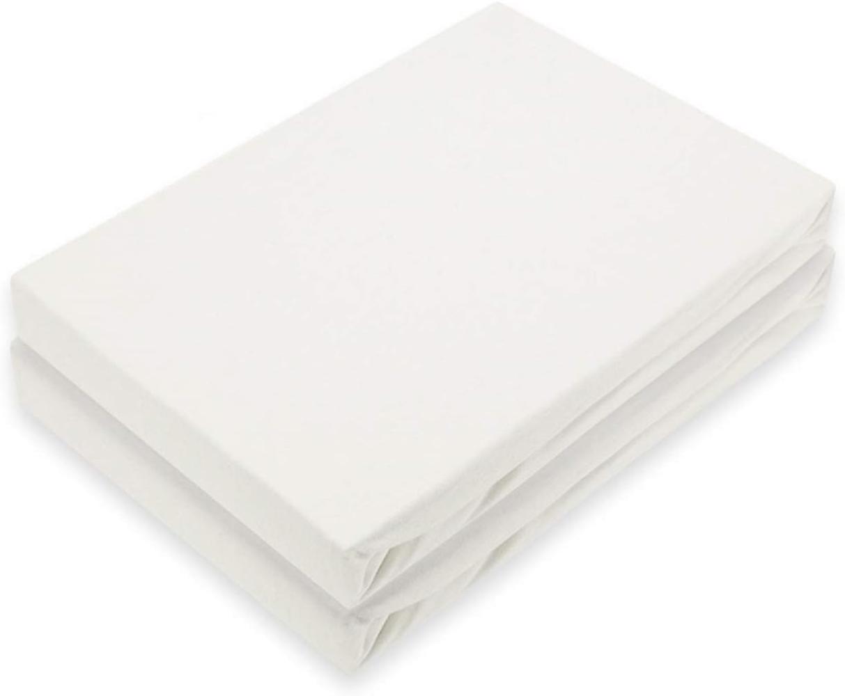Marke Jersey Spannbettlaken Doppelpack 200 x 220 cm Weiß Bild 1