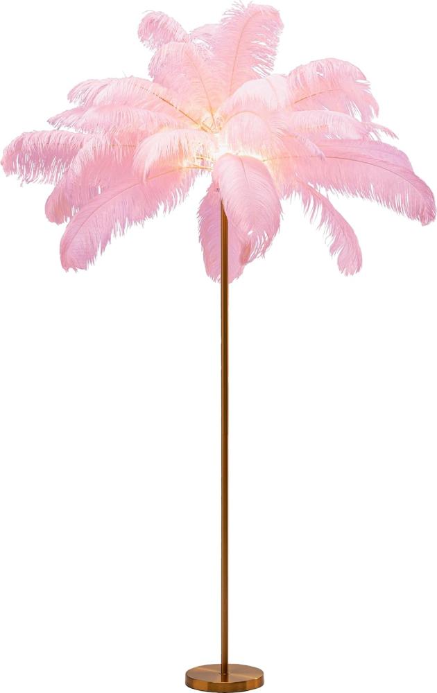 Kare Design Stehleuchte Feather Palm, Pink, 165cm, Federn, Stehlampe für Wohnzimmer, Bodenlampe, Dekoleuchte, Leuchtmittel nicht inklusiv Bild 1