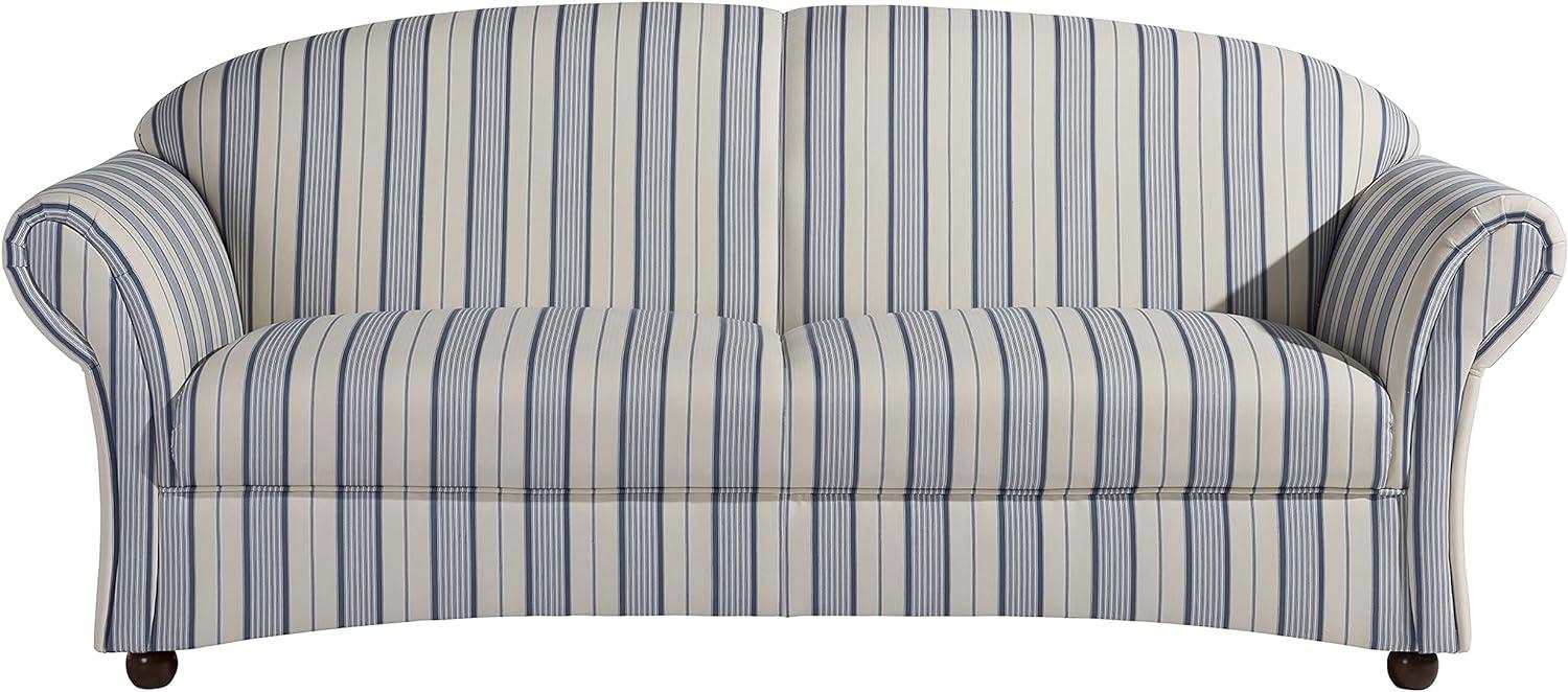Corona Sofa 2,5-Sitzer Flachgewebe Blau Buche Nussbaumfarben Bild 1