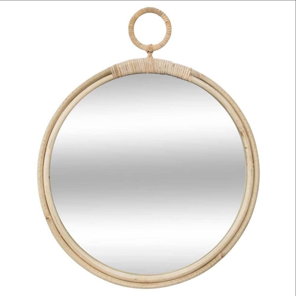 Spiegel, Rattan, rund, Durchmesser 38 cm, beige Bild 1
