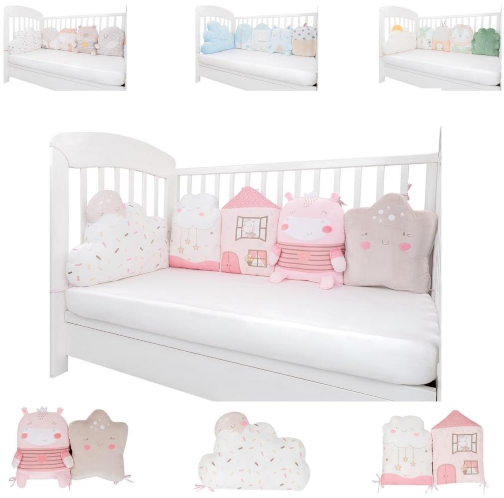 Kikkaboo Babykissen-Set 5-tlg. Plüsch Jersey Einzelkissen Maße 35 x 30 x 7 cm rosa pink Bild 1