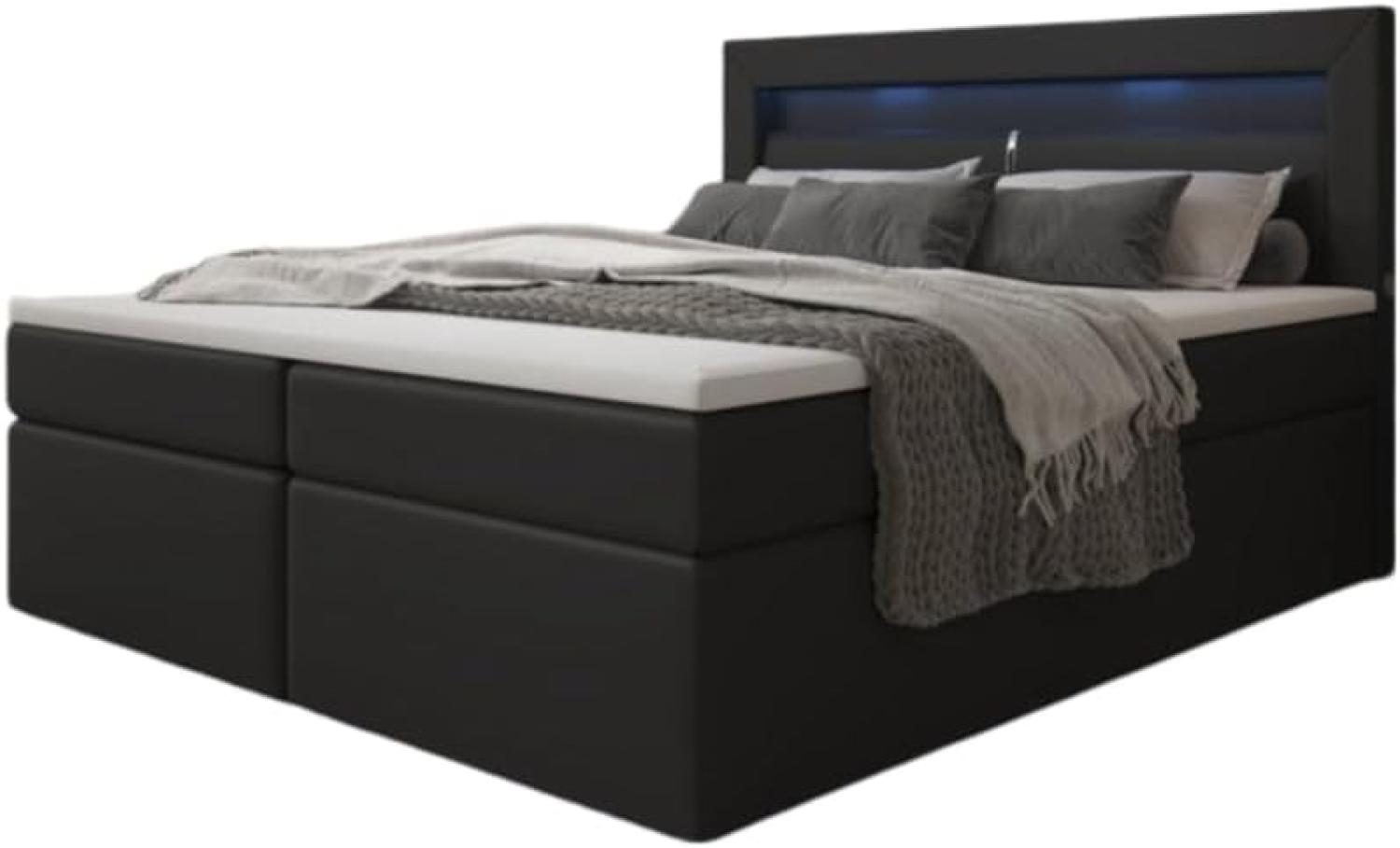 Boxspringbett Reposito mit LED, USB und Stauraum 200x200 Schwarz H2 Bild 1