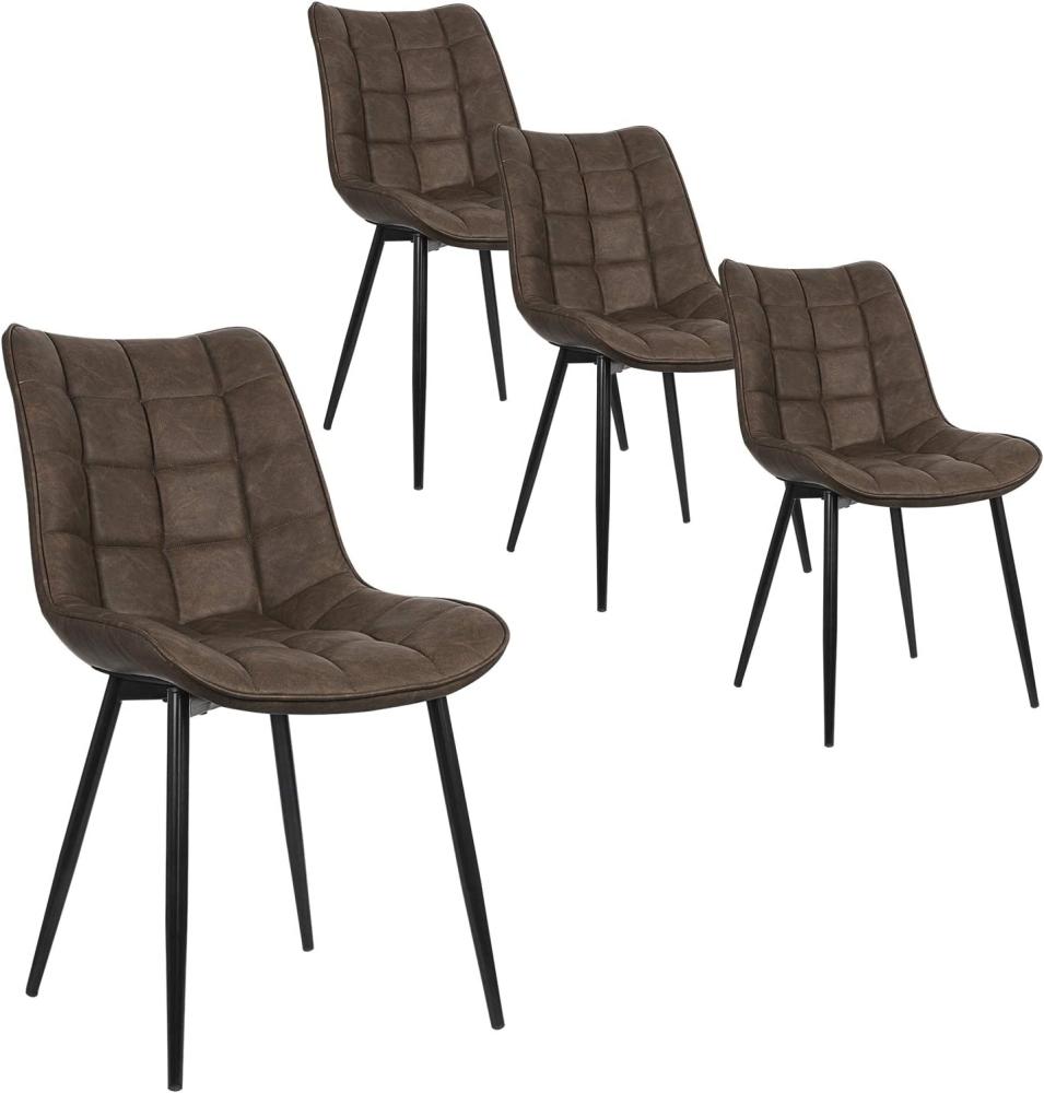 WOLTU 4 x Esszimmerstühle 4er Set Esszimmerstuhl Küchenstuhl Polsterstuhl Design Stuhl mit Rückenlehne, mit Sitzfläche aus Kunstleder, Gestell aus Metall, Braun, BH207br-4 Bild 1